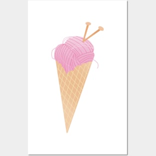 Knitting Ice Cream Cone Posters and Art